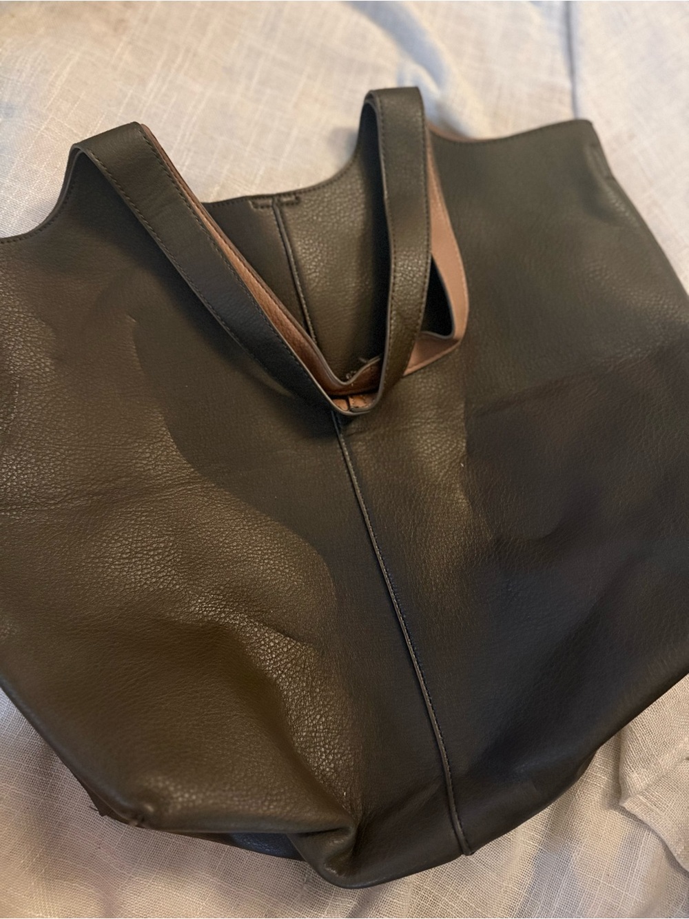 Black and Brown Reversible Leather Tote Bag
